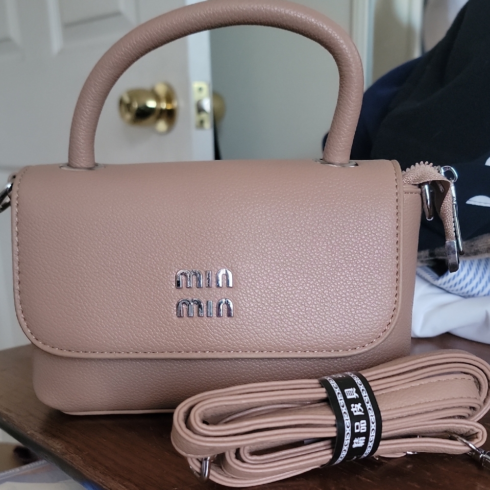 MIN MIN  Beige Mini Bag with Silver Accents